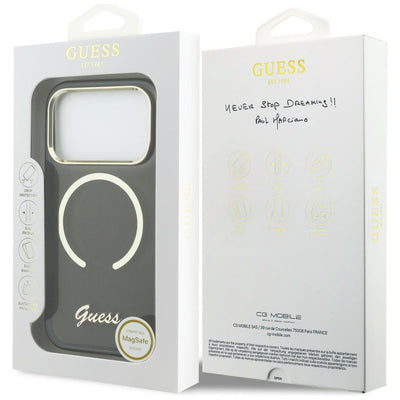 Guess IML Script Metal MagSafe Case for iPhone 17 Pro - Black