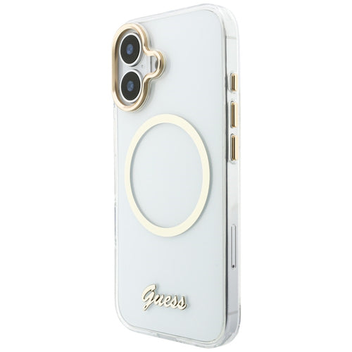 Guess IML Script Metal MagSafe Case for iPhone 17 - Transparent