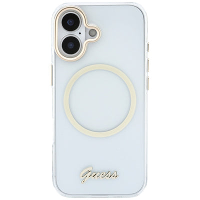 Guess IML Script Metal MagSafe Case for iPhone 17 - Transparent