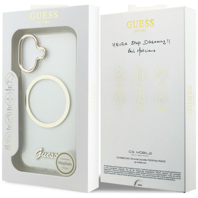 Guess IML Script Metal MagSafe Case for iPhone 17 - Transparent