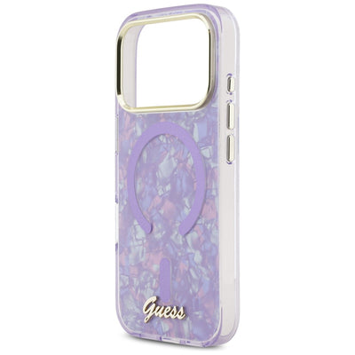 Guess IML Shell Script Metal MagSafe Case for iPhone 17 Pro Max - Purple