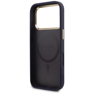 Guess Peony Hot Stamp MagSafe Case for iPhone 17 Pro Max - Blue