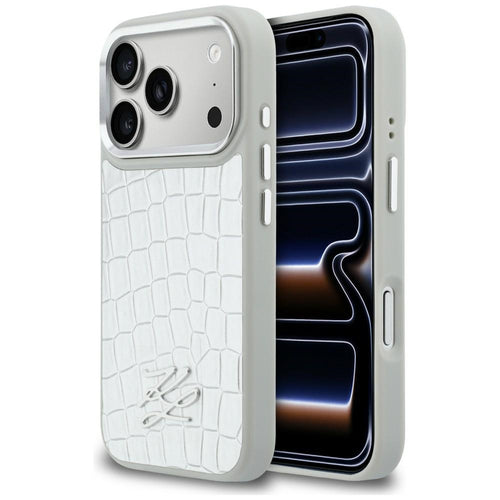 Karl Lagerfeld Croco KL Script Logo MagSafe case for iPhone 17 Pro Max - silver