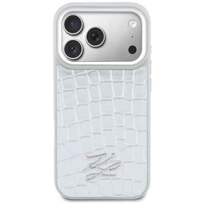 Karl Lagerfeld Croco KL Script Logo MagSafe case for iPhone 17 Pro Max - silver