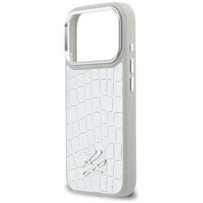 Karl Lagerfeld Croco KL Script Logo MagSafe case for iPhone 17 Pro Max - silver