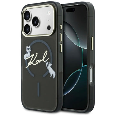 Karl Lagerfeld IML Choupettes Karl Script Logo MagSafe Case for iPhone 17 Pro Max - Black