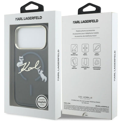 Karl Lagerfeld IML Choupettes Karl Script Logo MagSafe Case for iPhone 17 Pro Max - Black