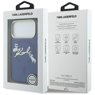 Karl Lagerfeld IML Choupettes Karl Script Logo MagSafe Case for iPhone 17 Pro Max - Blue