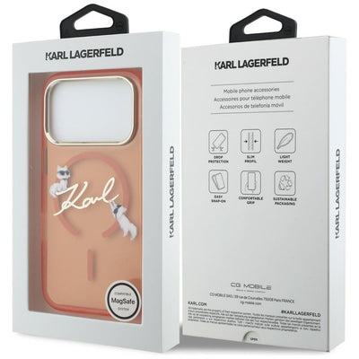 Karl Lagerfeld IML Choupettes Karl Script Logo MagSafe Case for iPhone 17 Pro Max - Orange
