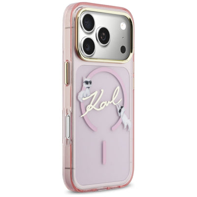 Karl Lagerfeld IML Choupettes Karl Script Logo MagSafe Case for iPhone 17 Pro Max - Pink