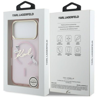 Karl Lagerfeld IML Choupettes Karl Script Logo MagSafe Case for iPhone 17 Pro Max - Pink