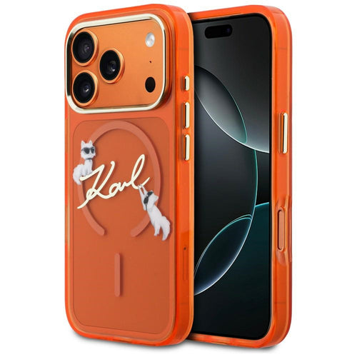 Karl Lagerfeld IML Choupettes Karl Script Logo MagSafe Case for iPhone 17 Pro - Orange