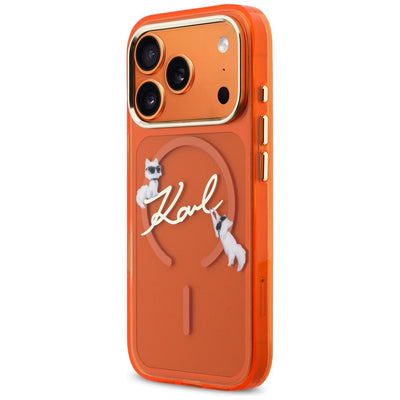 Karl Lagerfeld IML Choupettes Karl Script Logo MagSafe Case for iPhone 17 Pro - Orange