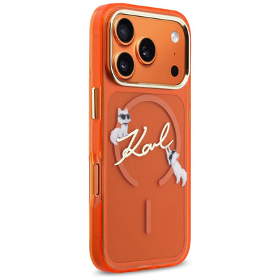 Karl Lagerfeld IML Choupettes Karl Script Logo MagSafe Case for iPhone 17 Pro - Orange