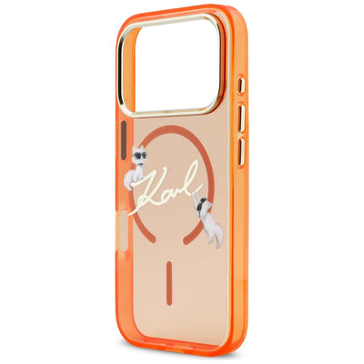 Karl Lagerfeld IML Choupettes Karl Script Logo MagSafe Case for iPhone 17 Pro - Orange