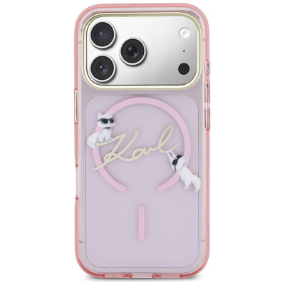 Karl Lagerfeld IML Choupettes Karl Script Logo MagSafe Case for iPhone 17 Pro - Pink