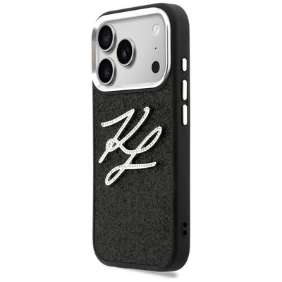 Karl Lagerfeld IML Glitter KL Diamond Logo Case for iPhone 17 Pro - Black