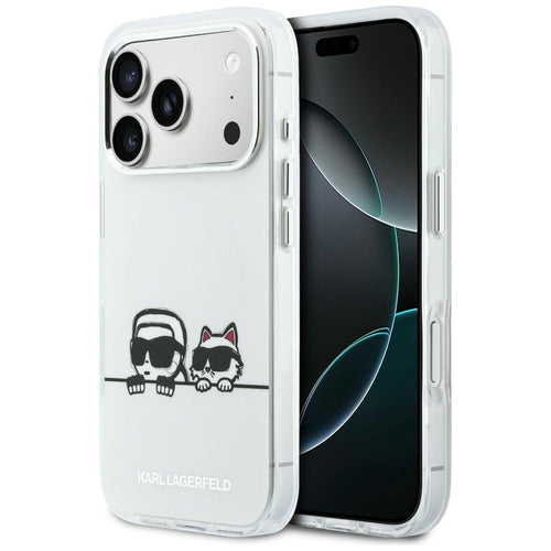 Karl Lagerfeld IML Karl &amp; Choupette Peekaboo Logo MagSafe Case for iPhone 17 Pro - White