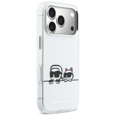 Karl Lagerfeld IML Karl &amp; Choupette Peekaboo Logo MagSafe Case for iPhone 17 Pro - White