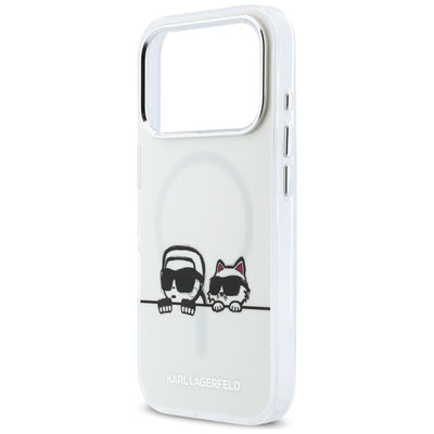 Karl Lagerfeld IML Karl &amp; Choupette Peekaboo Logo MagSafe Case for iPhone 17 Pro - White
