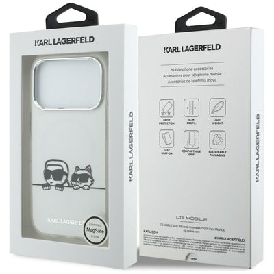 Karl Lagerfeld IML Karl &amp; Choupette Peekaboo Logo MagSafe Case for iPhone 17 Pro - White