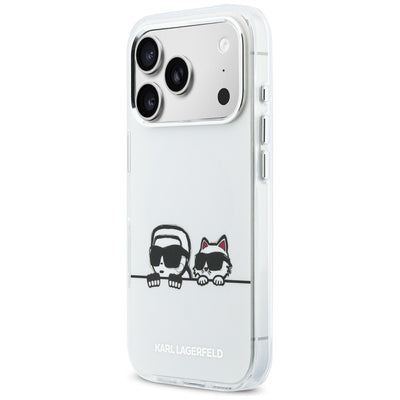 Karl Lagerfeld IML Karl &amp; Choupette Peekaboo Logo MagSafe Case for iPhone 17 Pro Max - White