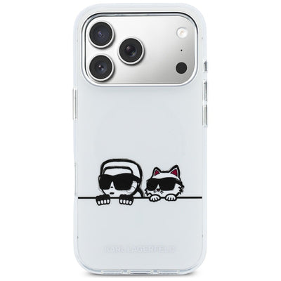 Karl Lagerfeld IML Karl &amp; Choupette Peekaboo Logo MagSafe Case for iPhone 17 Pro Max - White