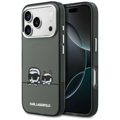 Karl Lagerfeld IML Karl &amp; Choupette Peekaboo Logo MagSafe Case for iPhone 17 Pro Max - Black