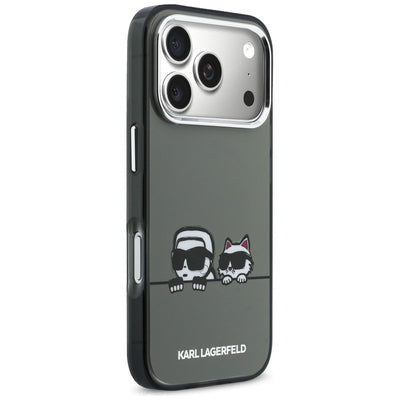 Karl Lagerfeld IML Karl &amp; Choupette Peekaboo Logo MagSafe Case for iPhone 17 Pro Max - Black