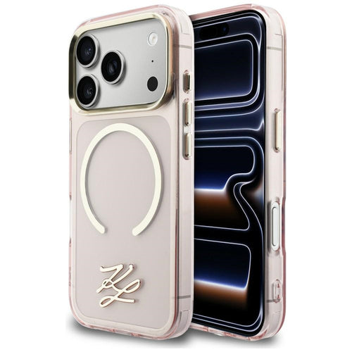 Karl Lagerfeld IML KL Script Logo MagSafe Case for iPhone 17 Pro Max - Pink