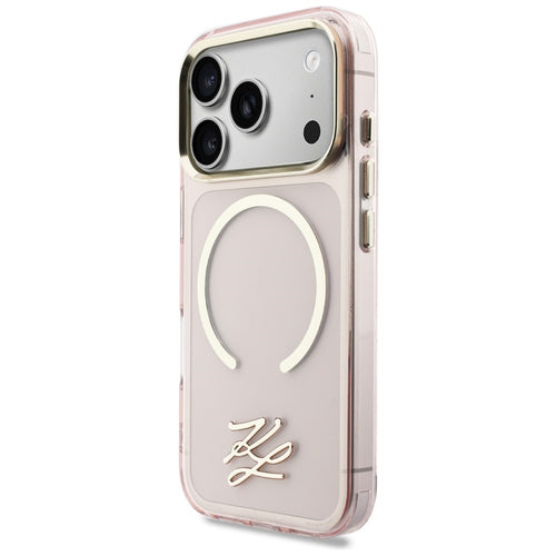 Karl Lagerfeld IML KL Script Logo MagSafe Case for iPhone 17 Pro Max - Pink