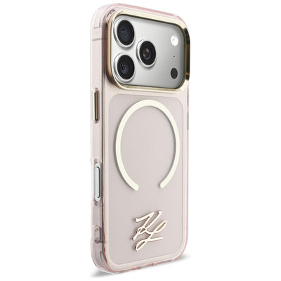 Karl Lagerfeld IML KL Script Logo MagSafe Case for iPhone 17 Pro Max - Pink