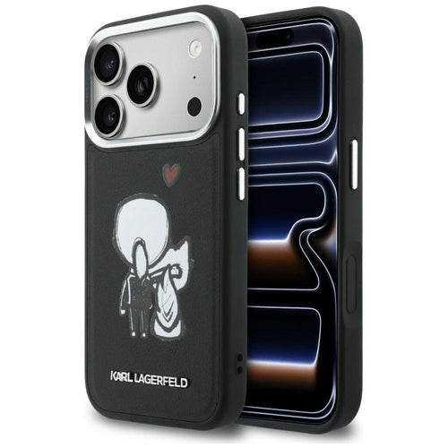 Karl Lagerfeld Karl &amp; Choupette Back Logo MagSafe Case for iPhone 17 Pro Max - Black