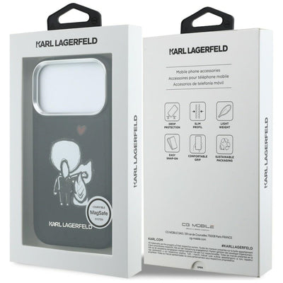 Karl Lagerfeld Karl &amp; Choupette Back Logo MagSafe Case for iPhone 17 Pro Max - Black