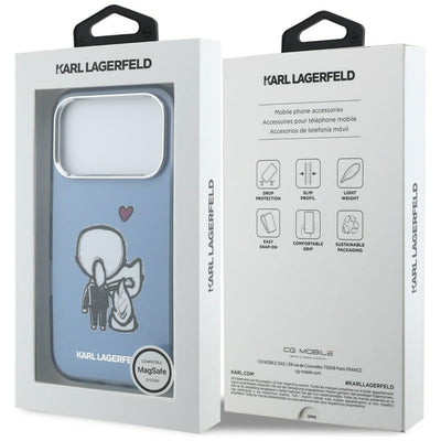 Karl Lagerfeld Karl &amp; Choupette Back MagSafe Case for iPhone 17 Pro Max - Blue