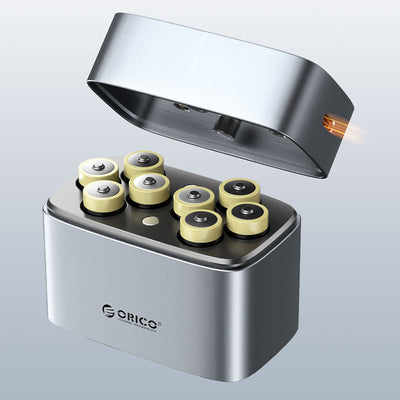 Orico EV8 AA Lithium Battery Charger with Storage Function - Silver