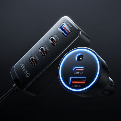 Orico ChargeClip 108W Car Charger 2x USB-A + 4x USB-C with Clip - Black