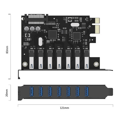 Orico PVU3 PCI-E 7x USB 3.0 Expansion Card for Desktop - Black