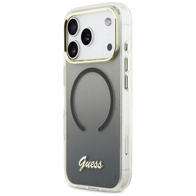 Guess IML Gradient Script Metal MagSafe Case for iPhone 17 Pro - Black
