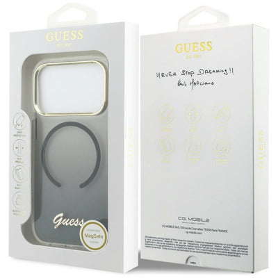 Guess IML Gradient Script Metal MagSafe Case for iPhone 17 Pro - Black