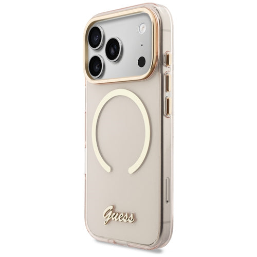 Guess IML Script Metal MagSafe Case for iPhone 17 Pro Max - Pink