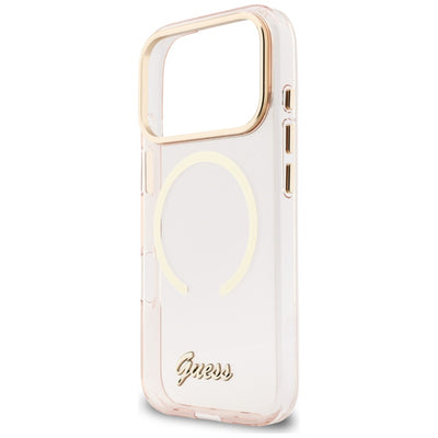 Guess IML Script Metal MagSafe Case for iPhone 17 Pro Max - Pink