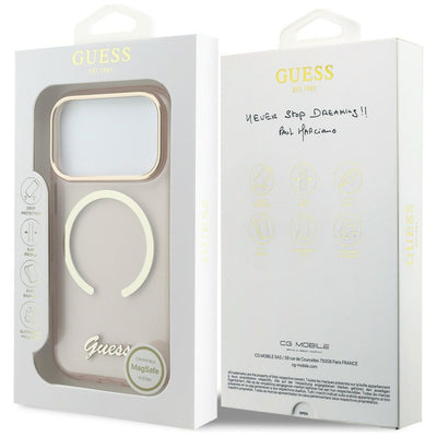 Guess IML Script Metal MagSafe Case for iPhone 17 Pro Max - Pink