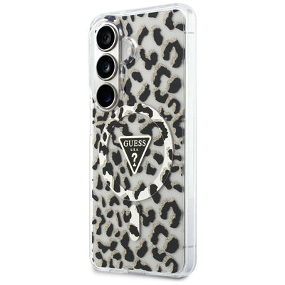 Guess IML Leopard Print Triangle MagSafe Case for Samsung Galaxy S26 - Black