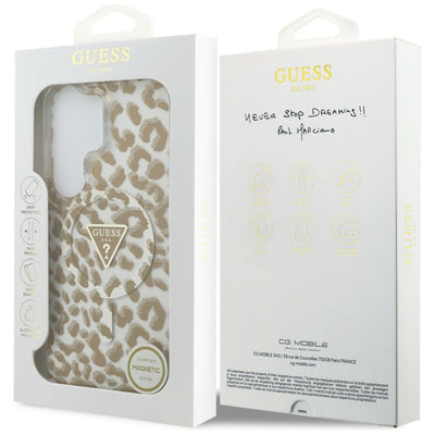 Guess IML Leopard Print Triangle MagSafe Case for Samsung Galaxy S26 Ultra - Brown