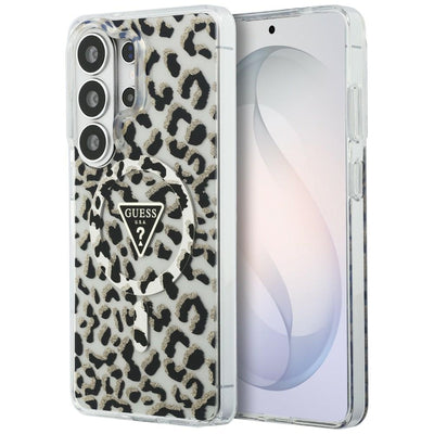 Guess IML Leopard Print Triangle MagSafe Case for Samsung Galaxy S26 Ultra - Black