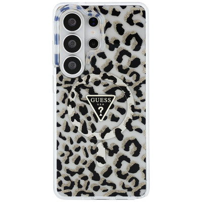 Guess IML Leopard Print Triangle MagSafe Case for Samsung Galaxy S26 Ultra - Black