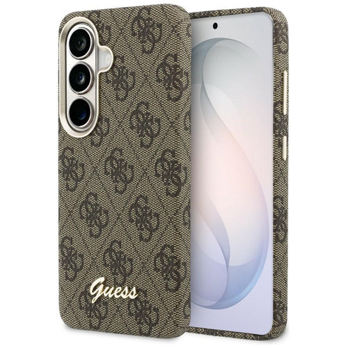 Etui Guess 4G Script MagSafe na Samsung Galaxy S26 - brązowe