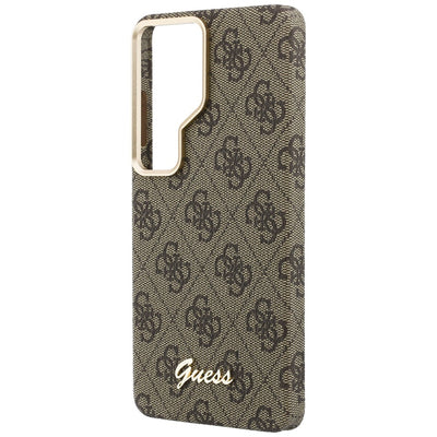 Etui Guess 4G Script MagSafe na Samsung Galaxy S26 Ultra - brązowe
