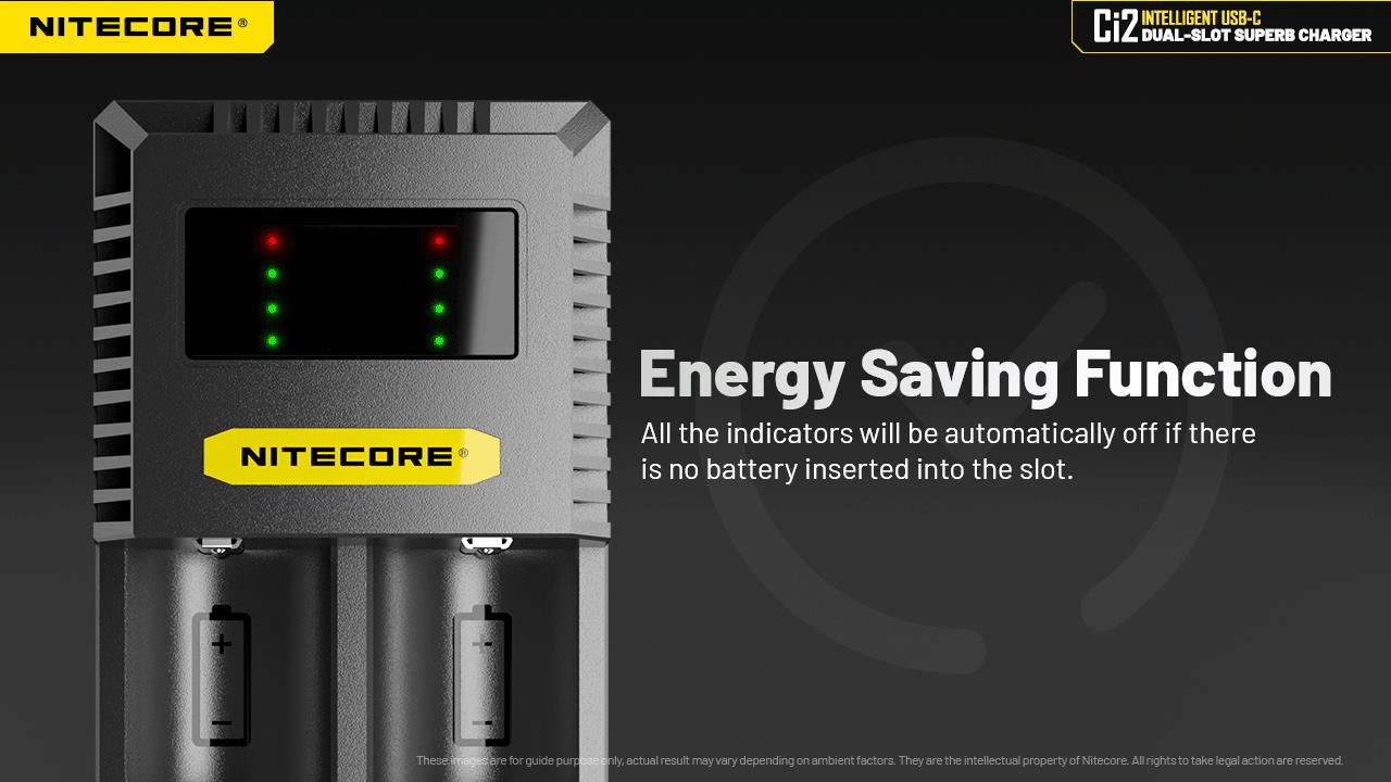 BATTERY CHARGER 2-SLOT/CI2 NITECORE